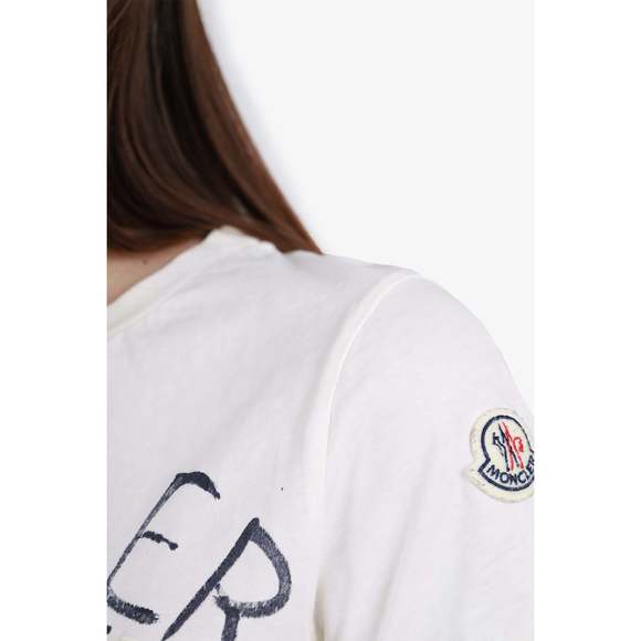 Moncler White Cotton Printed T-Shirt Kids Size L - Picture 3 of 3